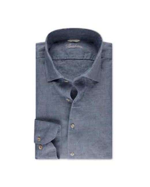 Stenstroms Slimline Blue Linen Shirt 7747217970800 M for men