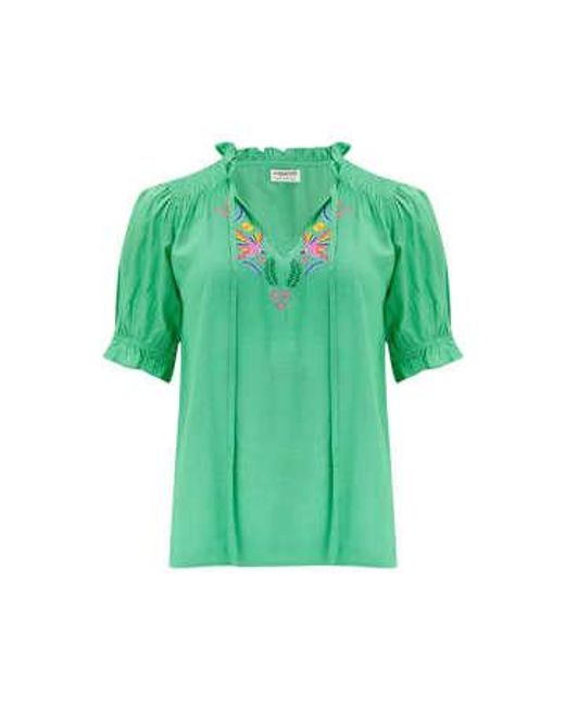 Every Thing We Wear Green Sugarhill Brighton Angelique Embroidered Blouse Top