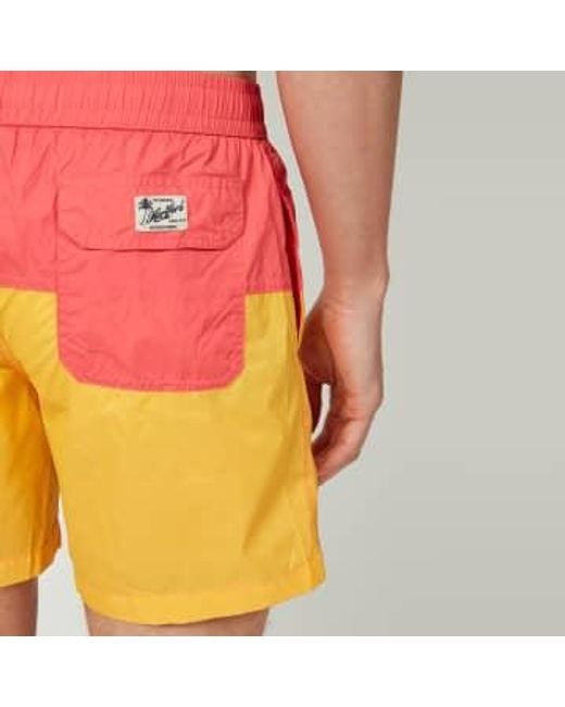 Mid Length Sun Bicolor Lightweight Swim Shorts di Hartford in Orange da Uomo