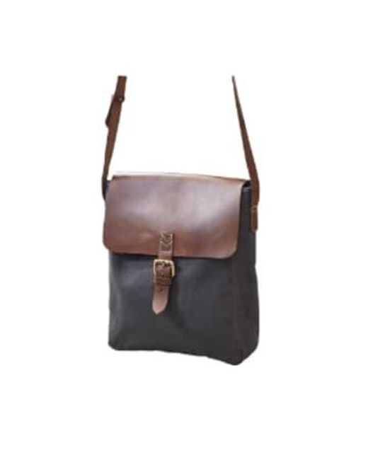 VIDA VIDA Gray Leather And Canvas Messenger Bag for men