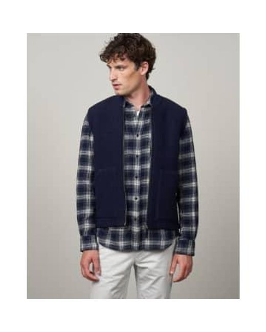 Hartford Blue Wool Sleeveless Vest for men