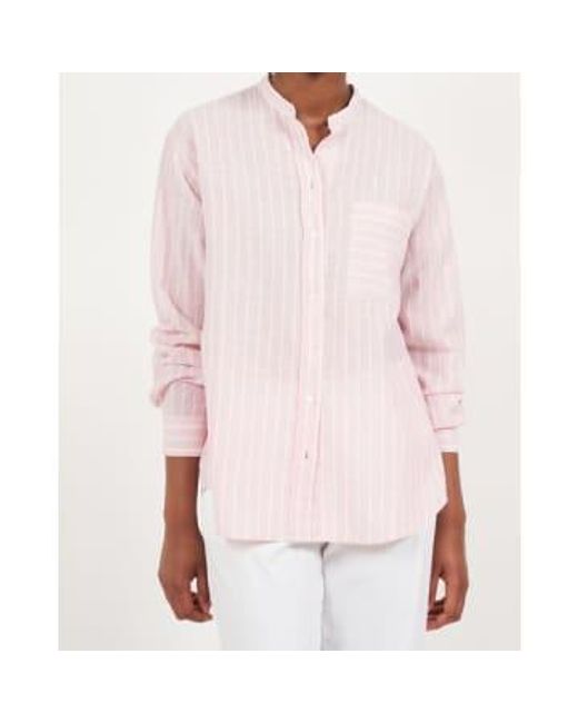 Connor linen stripe shirt Hartford en coloris Pink