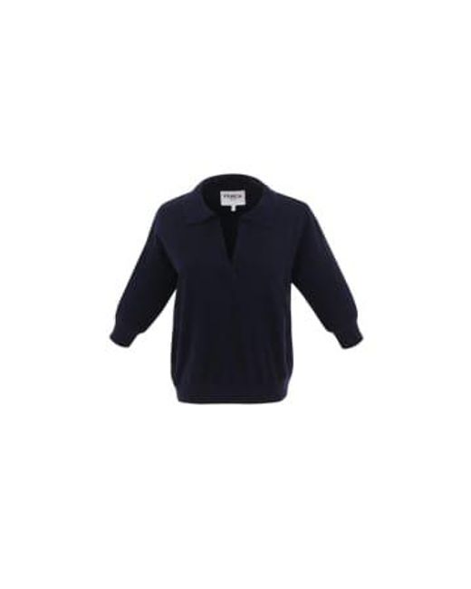 FRNCH Blue Plume Knitted Polo Navy S/10