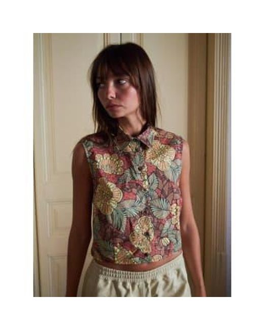 Stella Nova Brown Kruppiertes Hemd mit Blumendruck