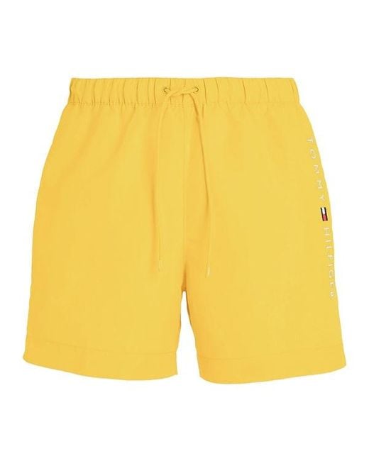 Tommy Hilfiger Yellow Mid Length Embroidered Swim Shorts for men