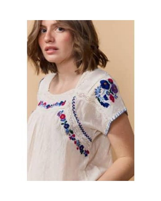 Louizon White Atmosphere Embroidered Top Off 2