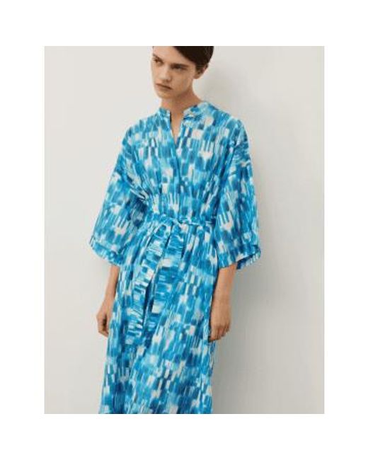 Marella Blue Debutto Water Colour Flute Sleeve Dress Size: 14, Col: Turquoi 14