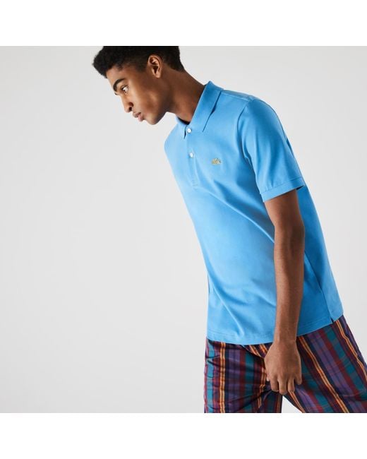 Lacoste Hellblaues Stretch-Baumwoll-Piqué-Poloshirt mit Standard-Passform  in Blau für Herren - Lyst