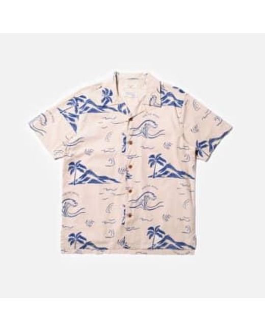 Nudie Jeans Arvid Waves Hawaii Shirt Ecruu in Pink für Herren