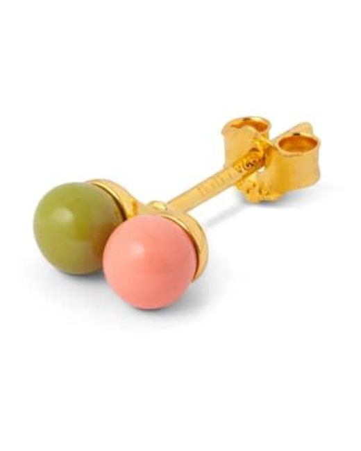 Lulu Yellow Boucle D'oreille Double Color Ball / Green Gold Plated Brass