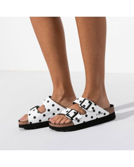 White Black Dots Arizona Pap Platform Sandals | Lyst
