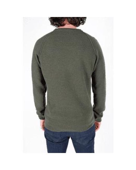 Daniele Fiesoli Green Boiled Wool Round Neck Knitted Sweater for men