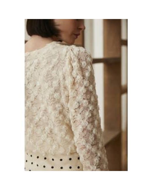 Lily White Natural Roses Woven Wrap Cardigan Beige M