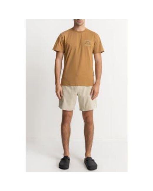 Rhythm Brown Sand Textured Linen Jam Shorts Ecru / 30 for men