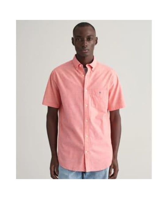 Gant Regelmäßiges hemd aus baumwollwäsche kurzarm in Pink für Herren