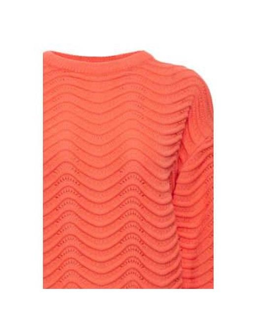 Ichi Red Ihagnete Long Sleeve Pullover Hot Coral Xl