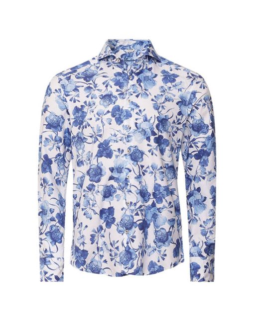 Stenstroms Blue Floral Slimline Print Shirt 7742218579151 for men