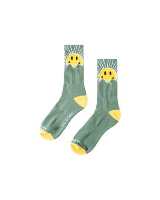 Market Green Smiley Sunrise Socks One Size for men