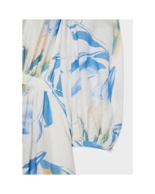 Paul Smith Blue Tulip Print Elasticated Waist Midi Dress Size: 10, Col 10
