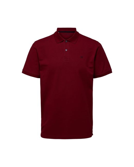 SELECTED Red Polo Shirt With Black Embroidery for Men | Lyst