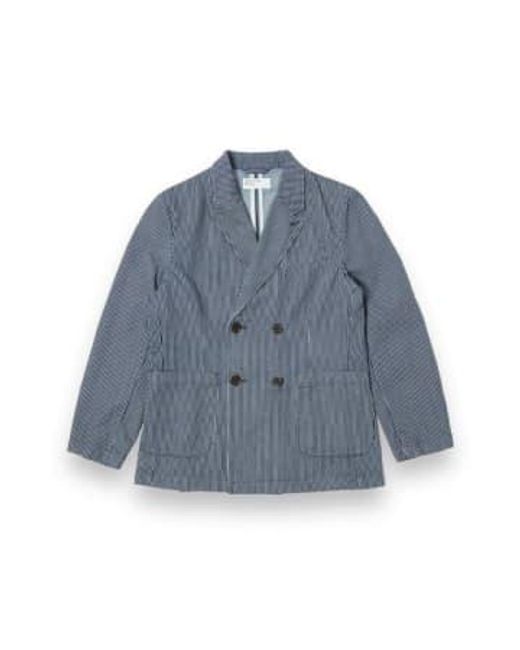 Manor jacket hickory stripes 30543 Universal Works de hombre de color Blue