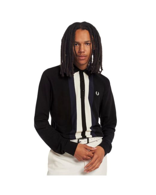 Fred Perry Reissues Striped Long Sleeve Polo Shirt M3808 in Black for Men |  Lyst