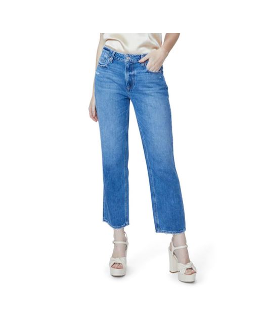 PAIGE Noella Relaxed Straight Leg Jeans With Offset Coin Pocket in Blue ...