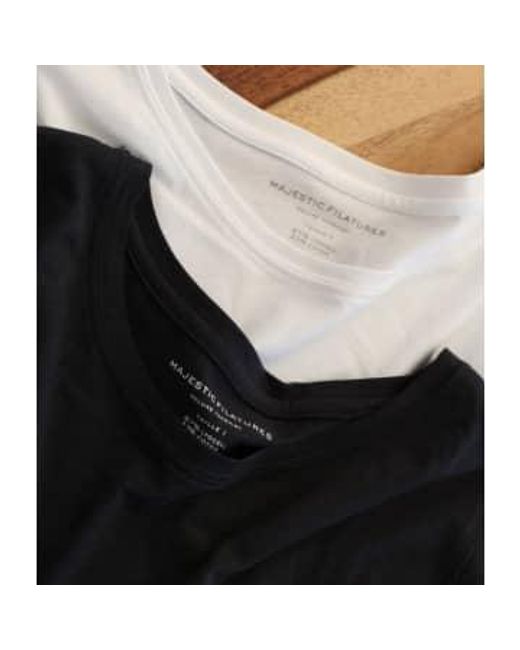 Majestic Filatures Black Shirt Lyocell Cotton Mix Round Neck L /