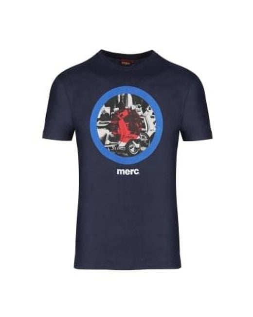 Granville Print T Shirt di Merc London in Blue da Uomo