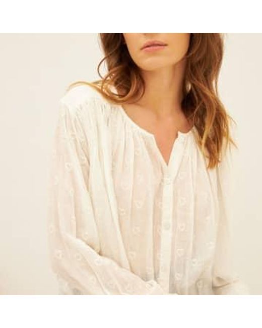 Chico Soleil Natural Heart Embroidery Blouse Xs