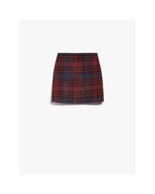 Weekend by Maxmara Red Petali Check Short Skirt Size: 12, Col: Bordeaux 10