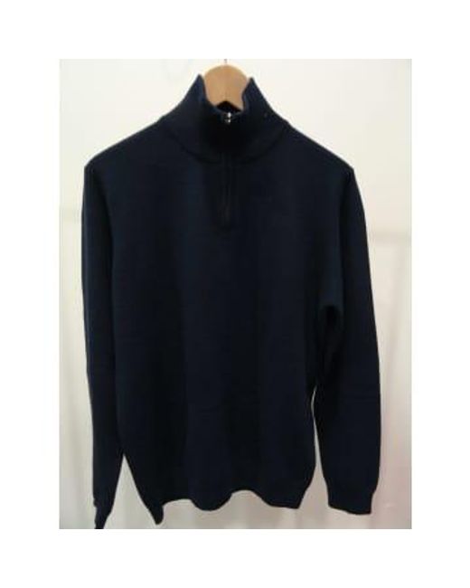 Pringle of Scotland Blue Merino Half Zip Sweater Navy S for men