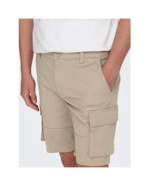 Only & Sons Natural Cargo Shorts Beige / Medium for men