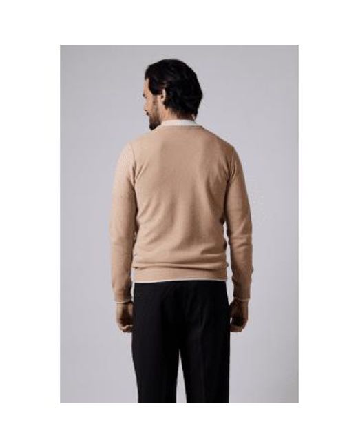 Daniele Fiesoli Natural Wool Round Neck Sweater for men