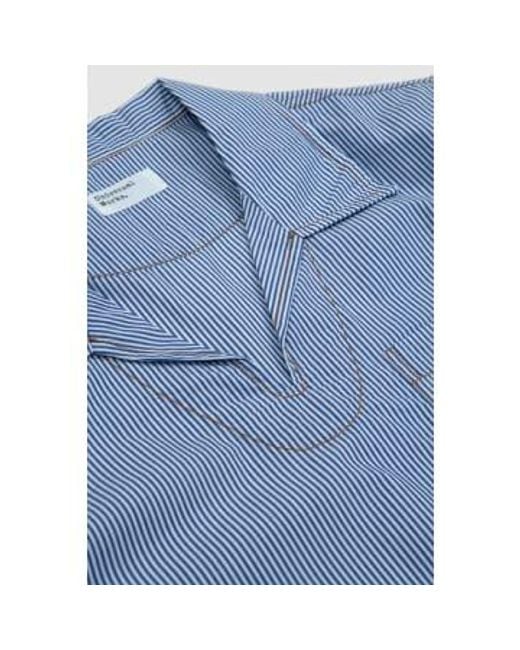 Universal Works Blue Overhead Shirt Navy/white Poplin Stripe S for men