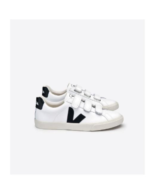 Veja Extra White And Black Leather Esplar 3 Lock Sneakers | Lyst