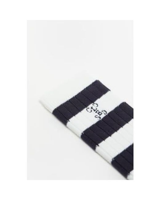 - chaussettes - coton - rayé blanc & bleu marine - 39-42 Closed en coloris Blue