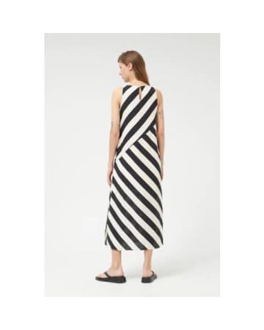 Compañía Fantástica White Diagonal Stripe Dress Xs