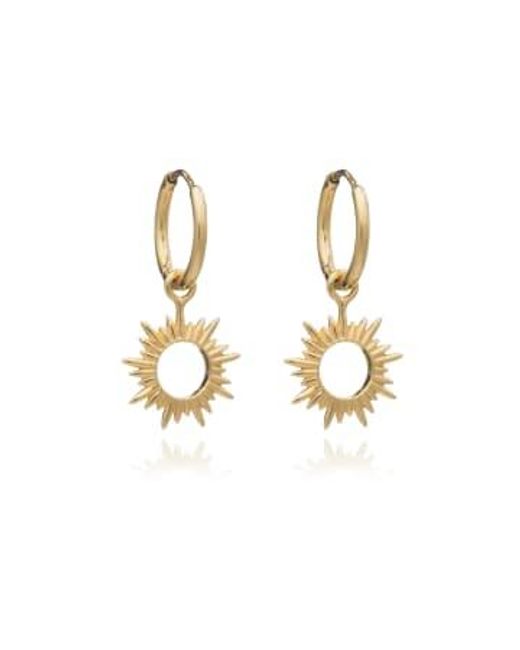 Gold Sunrays Mini Hoop Earrings di Rachel Jackson in Metallic