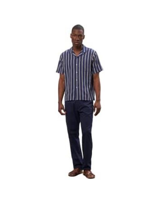 Hartford Blue Palm Mc Woven Stripe Shirt / M for men