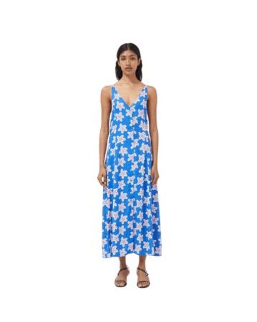 Printed Strap Dress In And White From di Compañía Fantástica in Blue