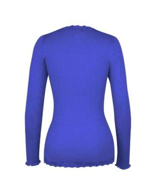 Rosemunde Blue Cotton Silk Cardigan W Lace Very Xl