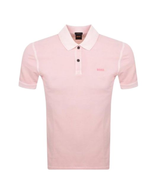 BOSS by HUGO BOSS Prime Slim Fit Pique Polo Shirt in Pink for Men | Lyst