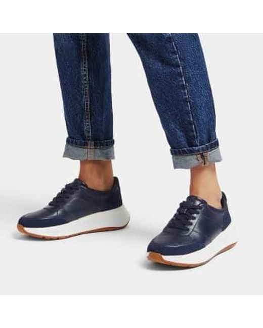 Fitflop F -Mode Leder/Wildleder Flatform Sneaker Midnight Navy in Blue für Herren