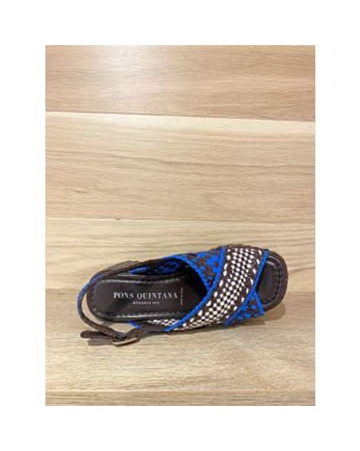 Pons Quintana Blue Ankara Sandals & Brown 36