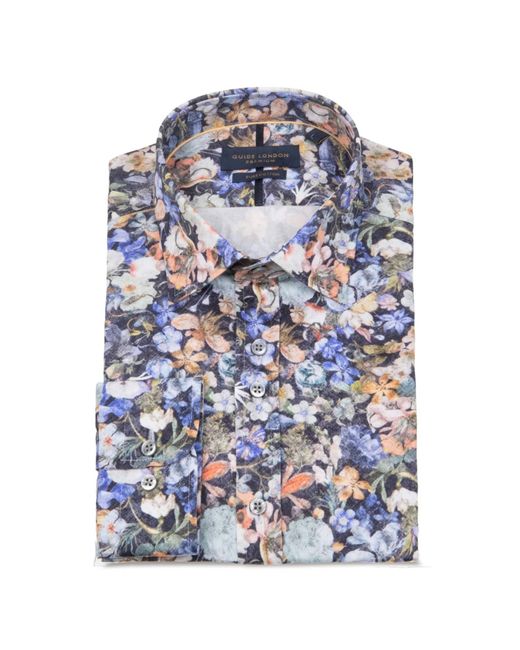 Guide London Blue Brushed Vintage Florals Shirt for men