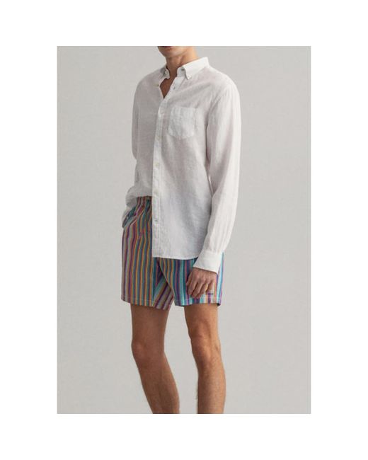 GANT White Regular Fit Linen Shirt | Lyst