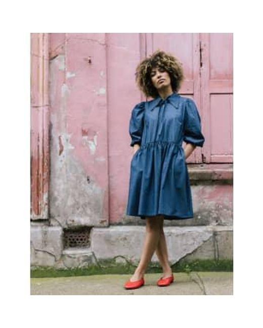 Minkie Studio Blue Edie Chambray Dress By Xs