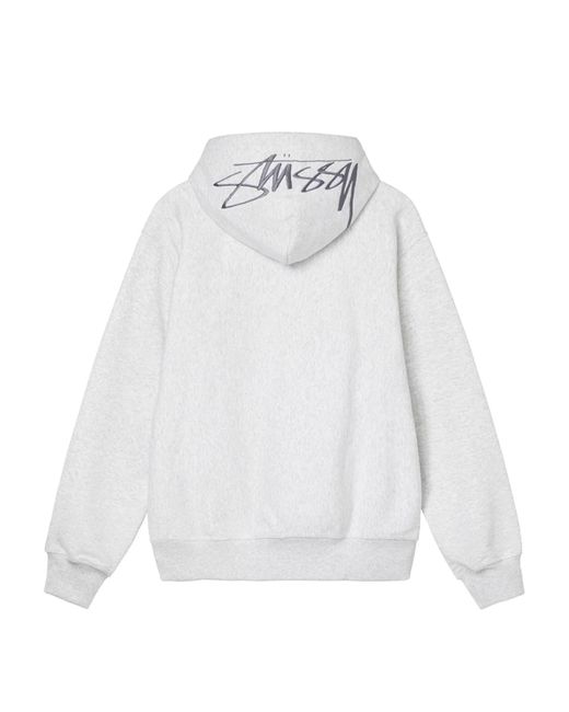 Stussy White Back Applique Hoodie Sweater Ash Heather for men