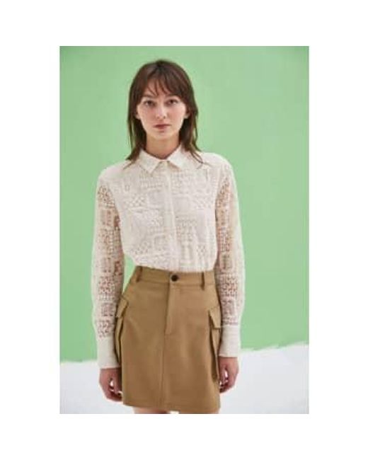 Lily Miley Embroidery Blouse Off di Lily White in Green